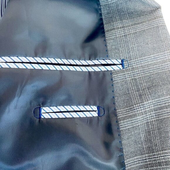 Nautica Mens Blazer 44L Gray Glen Plaid All Season Sportcoat Polyester Blend All - Picture 9 of 12